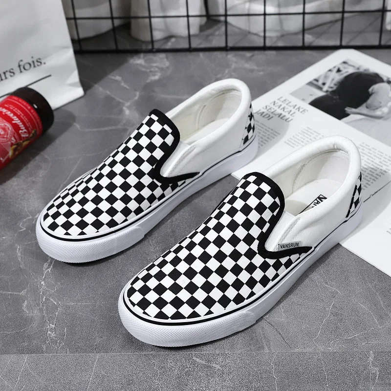 Unisex Brand Women Shoes Flats Canvas Shoes Woman Breathable Lace-up Plaid Vulcanize Shoes Shallow Casual Sneakers High Quality - Цвет: VT3 grid