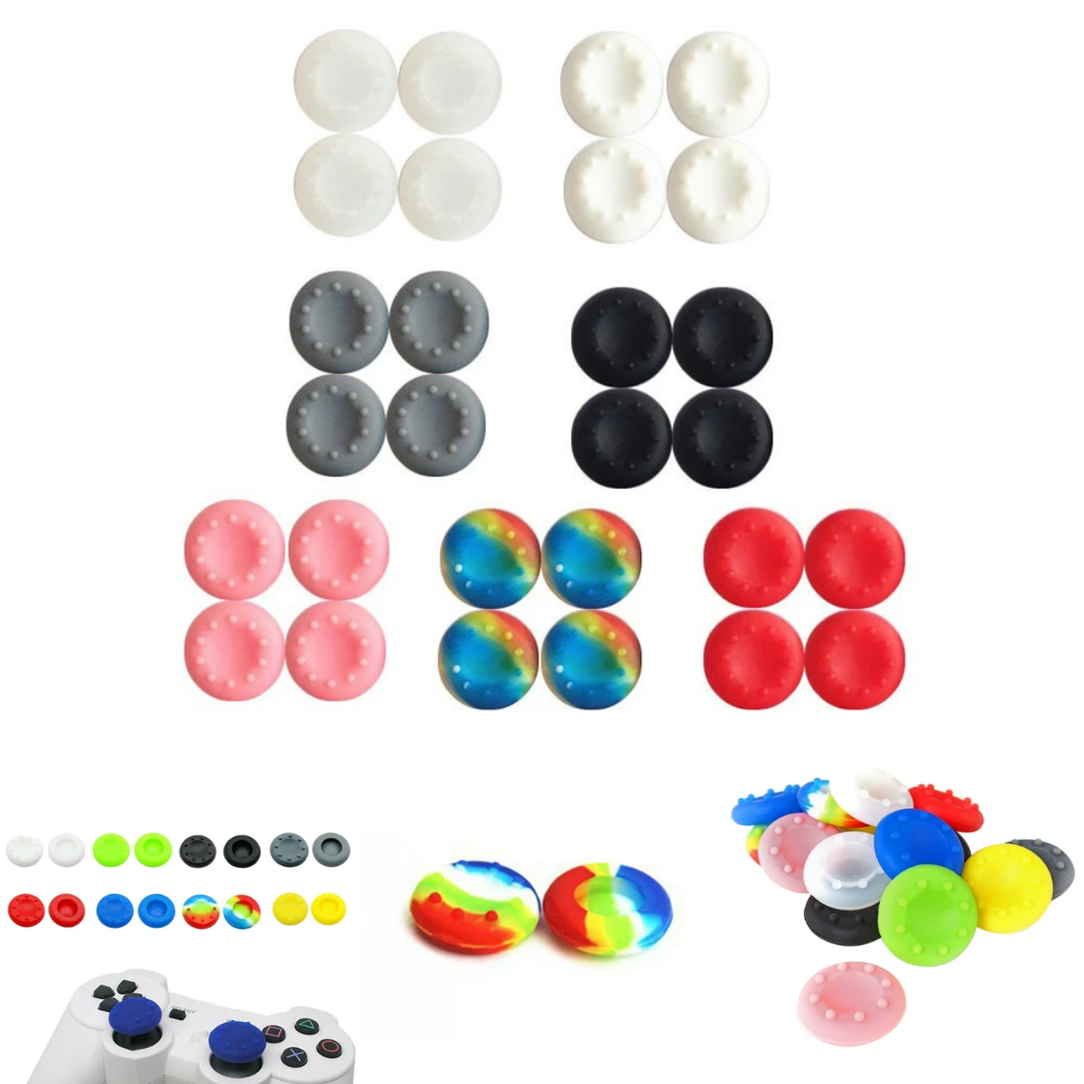10pcs/lot Silicone Thumb Stick Joystick Grip Cover Caps For Sony PS4 PS3 XBOX 360  Controller Silicone Thumb stick Cap Cover
