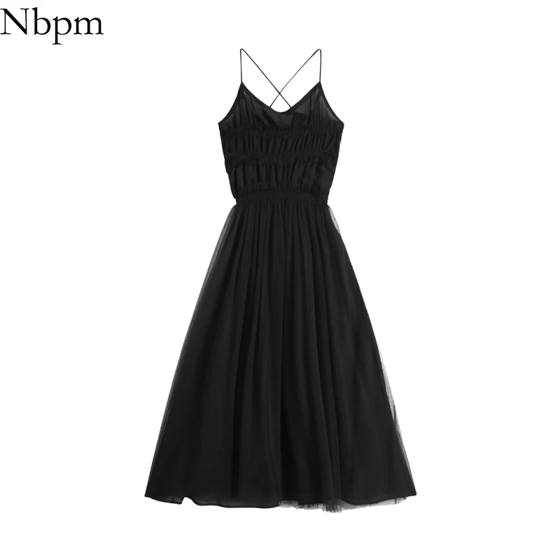 Nbpm женские сексуальные модные черные сетчатые пышные платья 2021 дизайнерские