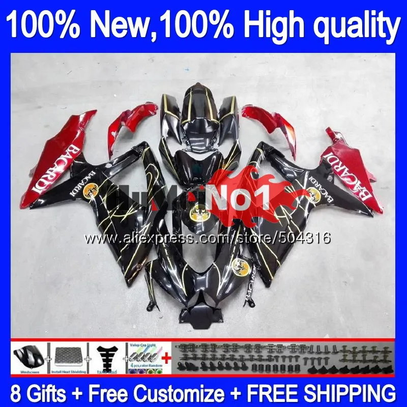 Корпус для SUZUKI GSXR-750 GSXR 600 750 GSXR600 GSX-R750 17MC. 18 GSXR-600 K8 GSXR750 2008 2009 2010 08 09 10 обтекатель BACARDI летучие мыши - Цвет: No. 1