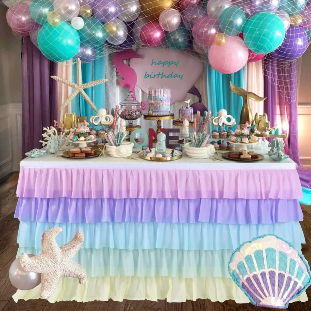 5 Слои Тюлевая оборка для стола пачка Юбка для стола s Baby Shower День рождения Юбка для стола s для банкетов и свадеб отель вечерние украшения