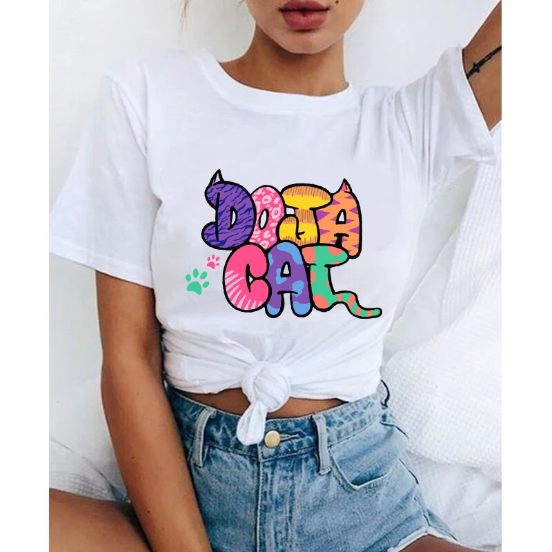 Женская забавная Футболка с принтом DOJA Cat летние топы Ulzzang Femme футболка винтажная