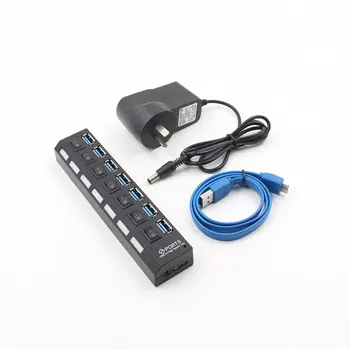 

USB HUB 3.0 4/7 Ports Micro USB 3.0 HUB Splitter With Power Adapter USB Hab High Speed 5Gbps USB Splitter 3 HUB For PC