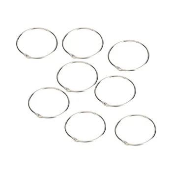 

50 Pcs Loose Leaf Round Book Metal Nickel Plated Keychain for School Home Office