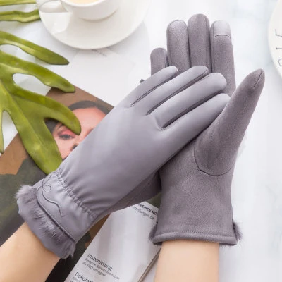 Cotton Gloves Lady Bicycle Outdoor Touch Screen Five-fingered Warm Winter Multicolored Gloves Motorcycle Professional Gloves - Цвет: Черный