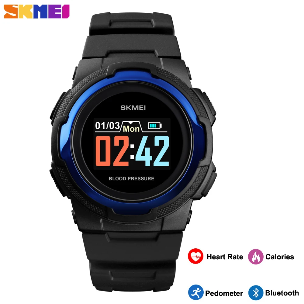 

SKMEI Smart Men's Watch Sport Calories Heart Rate Clock Blood Pressure Fitness Wristwatch Digital Bluetooth relogio inteligente