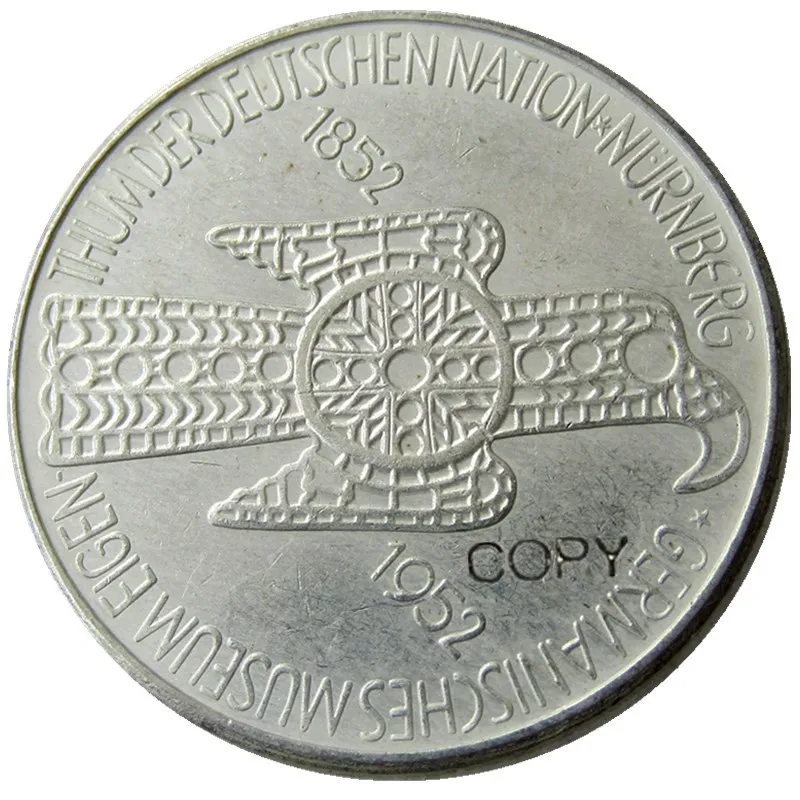Германия серебро 5 Deutche Mark 1952D Посеребренная Имитация монеты