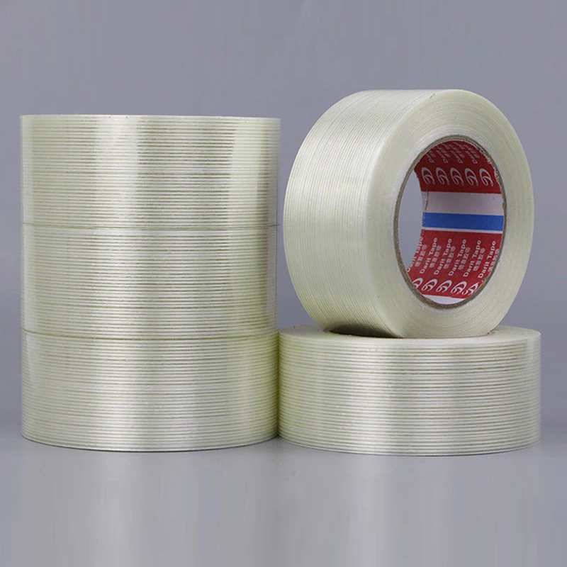 50M 5/10/15mm Transparent Striped Single Side Adhesive Tape Strong Glass Fiber Tape