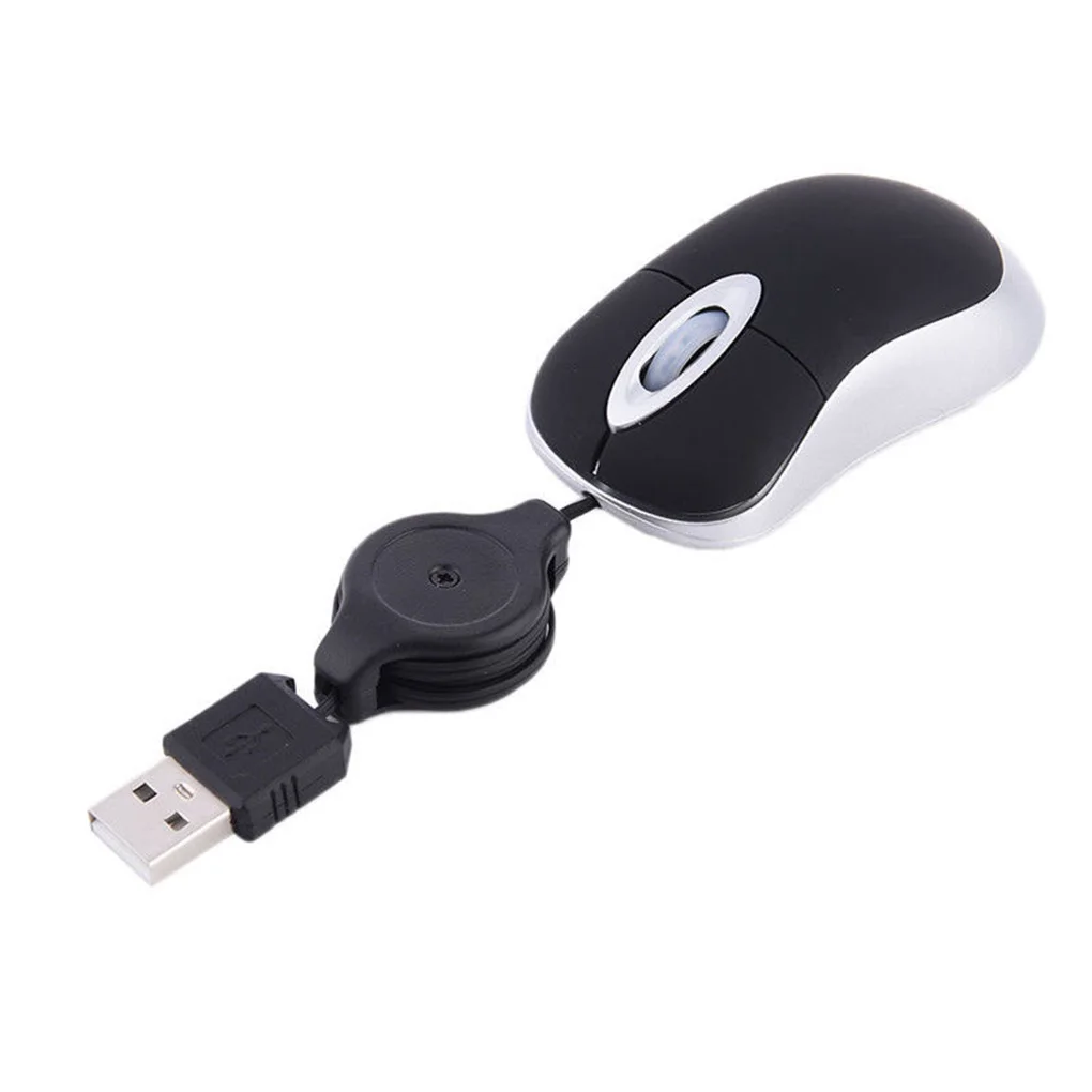 Optyczna Mini chowana mysz przenośne Mini USB przewodowa mysz ergonomia Home Office myszy na komputer PC Laptop