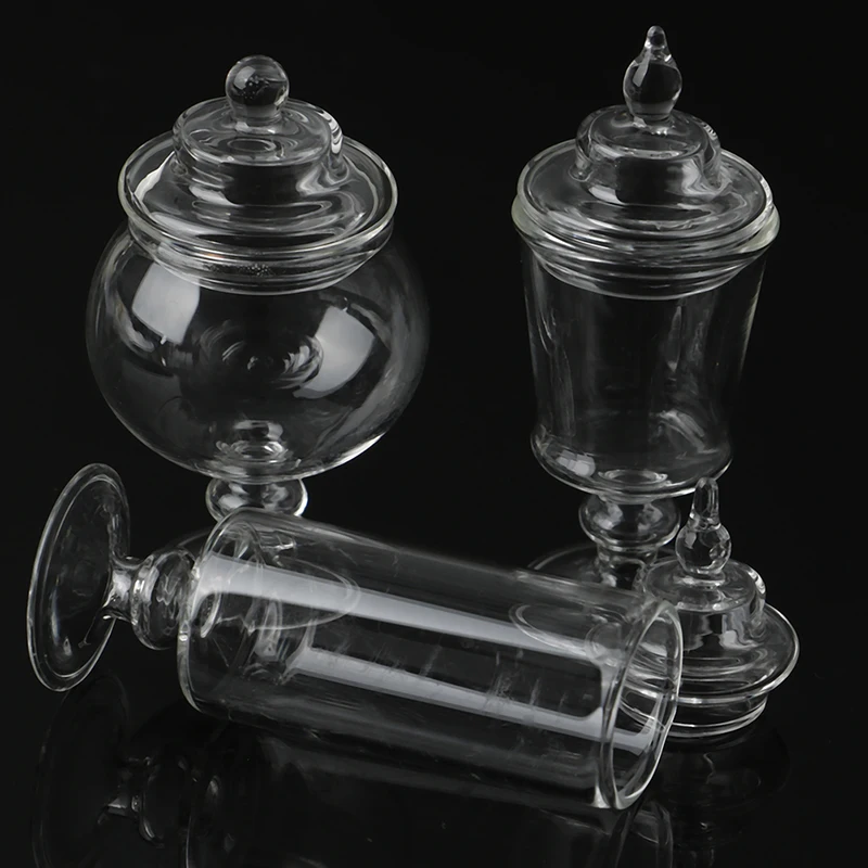 1/12 Scale Pretend Toy Dollhouse Miniature Glass Candy Jar Simulation Candy Bottle Model Toy For Home Kitchen Decor