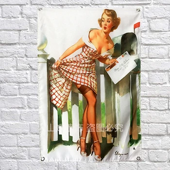 

Variety of retro beauty Poster Scrolls Bar Cafes Indoor Home Decor Banners Hanging Art Waterproof Cloth Wall Painting Wall Stick