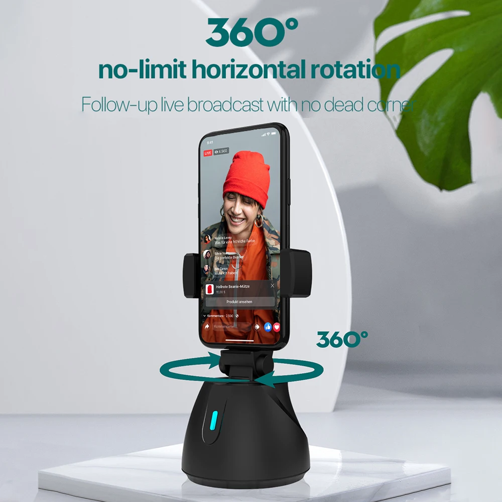 Smartphone Gimbal 360 Rotation Für Vlog Video Rekord Gesicht Schwarz 
