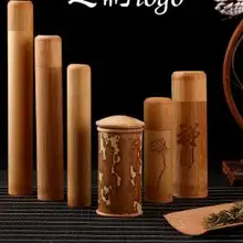 Бамбуковый городок, портативная чайная трубка, натуральное дорожное ведро для чая, банка для чая, бамбуковая трубка, зеленая кожа, полировка, бамбуковая трубка