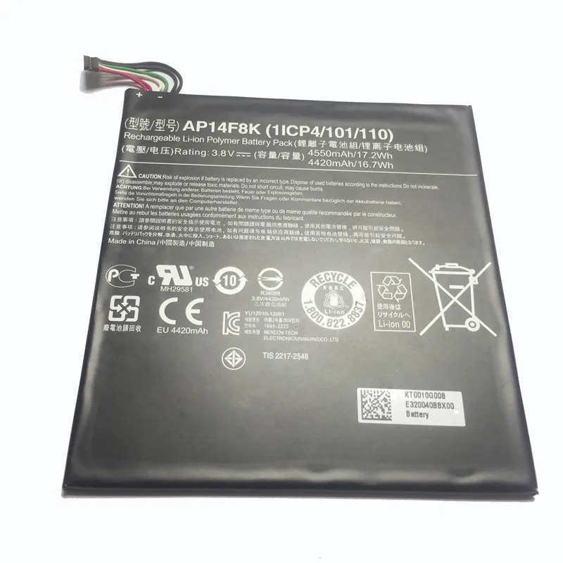 Перезаряжаемые 4550 мАч планшет Батарея AP14F8K для acer Iconia Tab A1-850 B1-810 B1-820 B1-830 W1-810 литий-ионные аккумуляторы