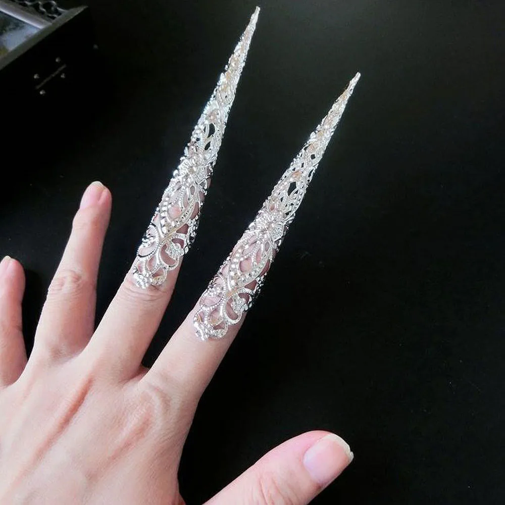 Ancient Antique Style Queen Nail Rings Hollow Knuckle Finger Ring Finger Tip Belly Dance Fashion Jewelry Accessories 5 Pcs finger ring jewelry accessories