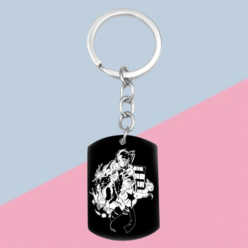 Anime Demon Slayer: Kimetsu No Yaiba Keychain, Cartoon Character Collectible Stainless Steel Keyring Novelty Bag Pendant
