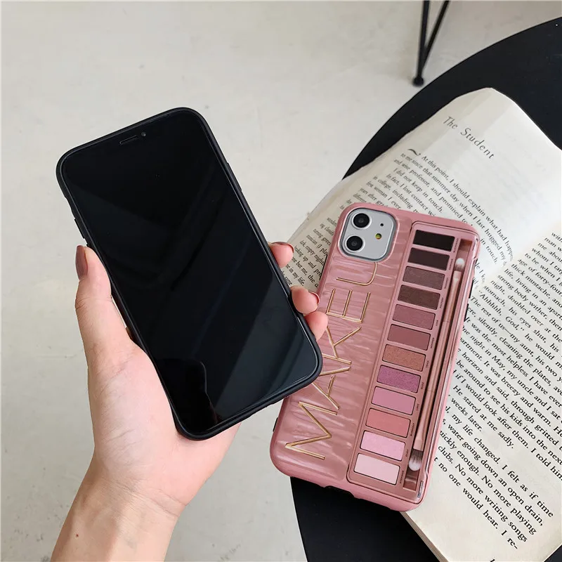 Роскошный сексуальный чехол для макияжа MAKEU eye shadow box для iPhone 6, 6s, 7, 8 Plus, X, XS, MAX, XR, 11 Pro, цвет телесного цвета, тени для век, чехол из розового золота
