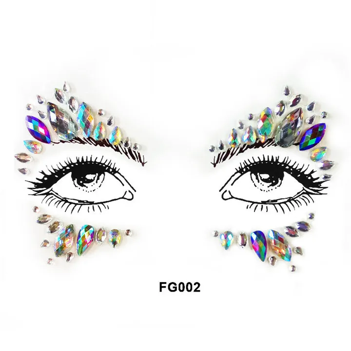4  Colorful Crystal Face Stickers For Women  Masquerade Jewelry Party Decor Acrylic Rhinestone Eyebrow Eye DIY Face Sticker