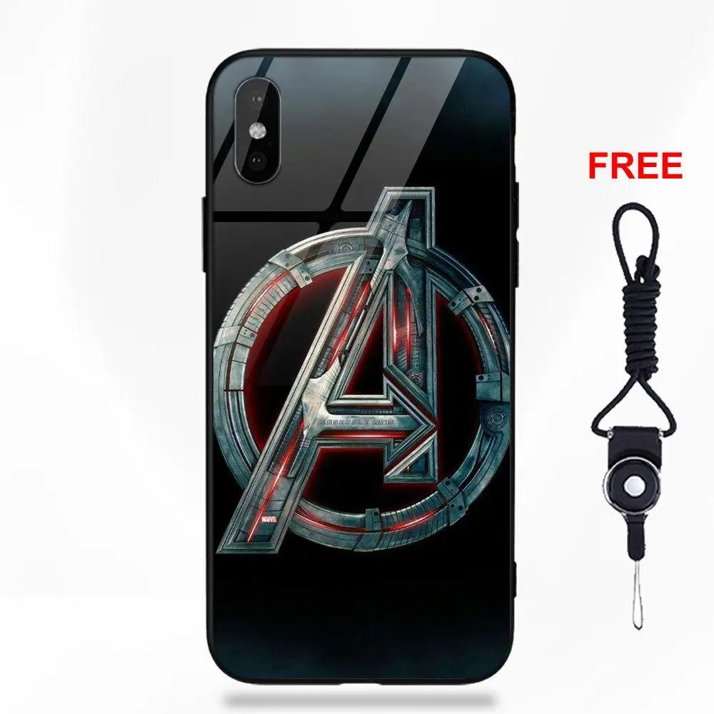 Американский комиксы Marvel Мстители логотип для Galaxy S8 S9 Plus для Redmi 5 Note 5A 6 huawei Honor 7X P20 Lite mate 10 Pro стеклянный чехол - Цвет: as picture
