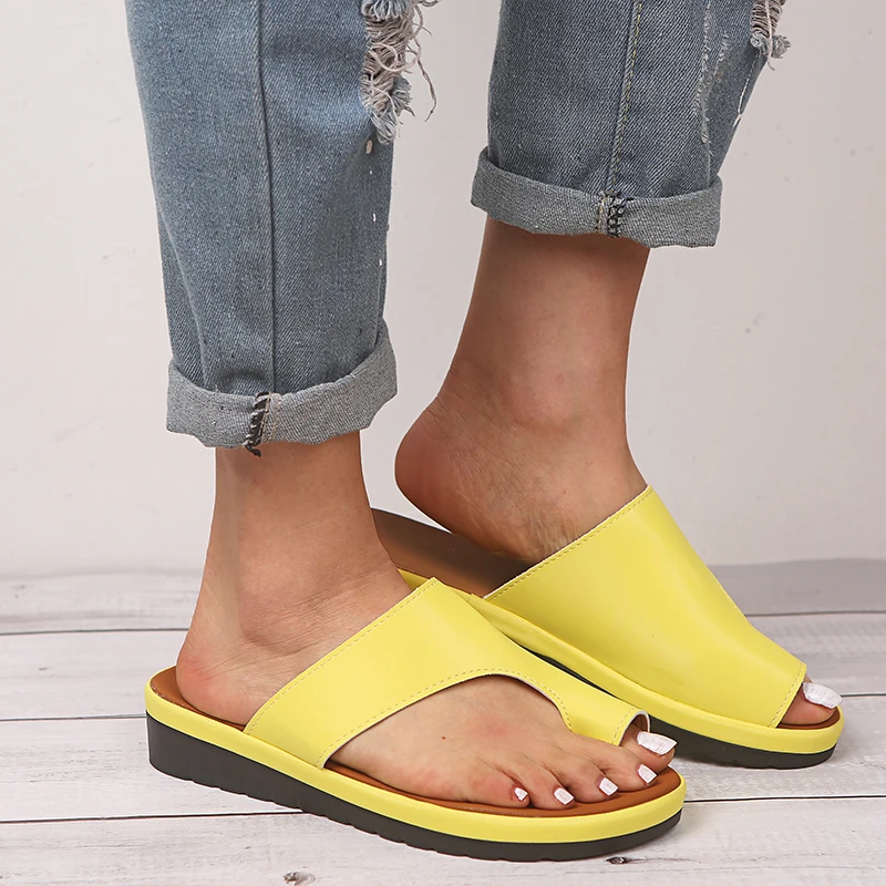 

Weweya Women Comfy Plain Shoes Flat Platform Ladies Casual Big Toe Foot Correction Sandals Orthopedic Bunion Corrector Flip Flop