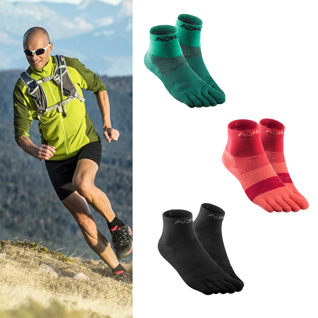 AONIJIE Unisex Sports Socks Lightweight Low Cut Athletic Toe Socks Outdoor Hiking Running Five-Finger Breathable Gym Toe Sock
