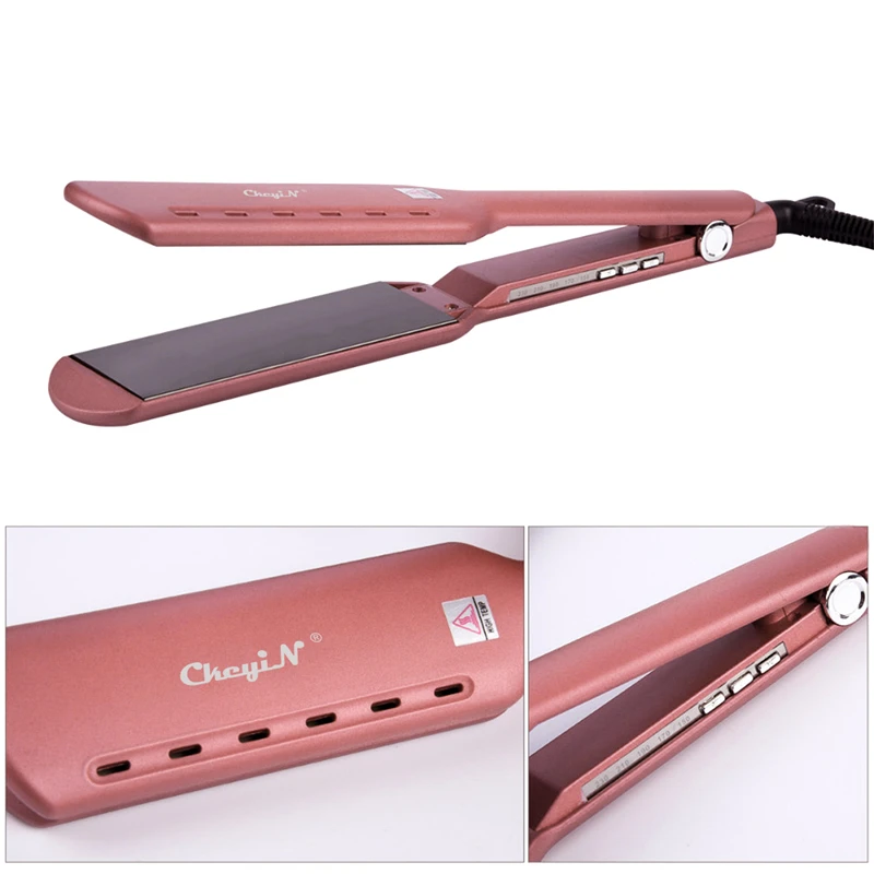 CkeyiN Titanium Alloy Straightening Irons Hair Curler Temperature Adjustable Flat Iron Straightener Wide Plate Hair Salon Tools