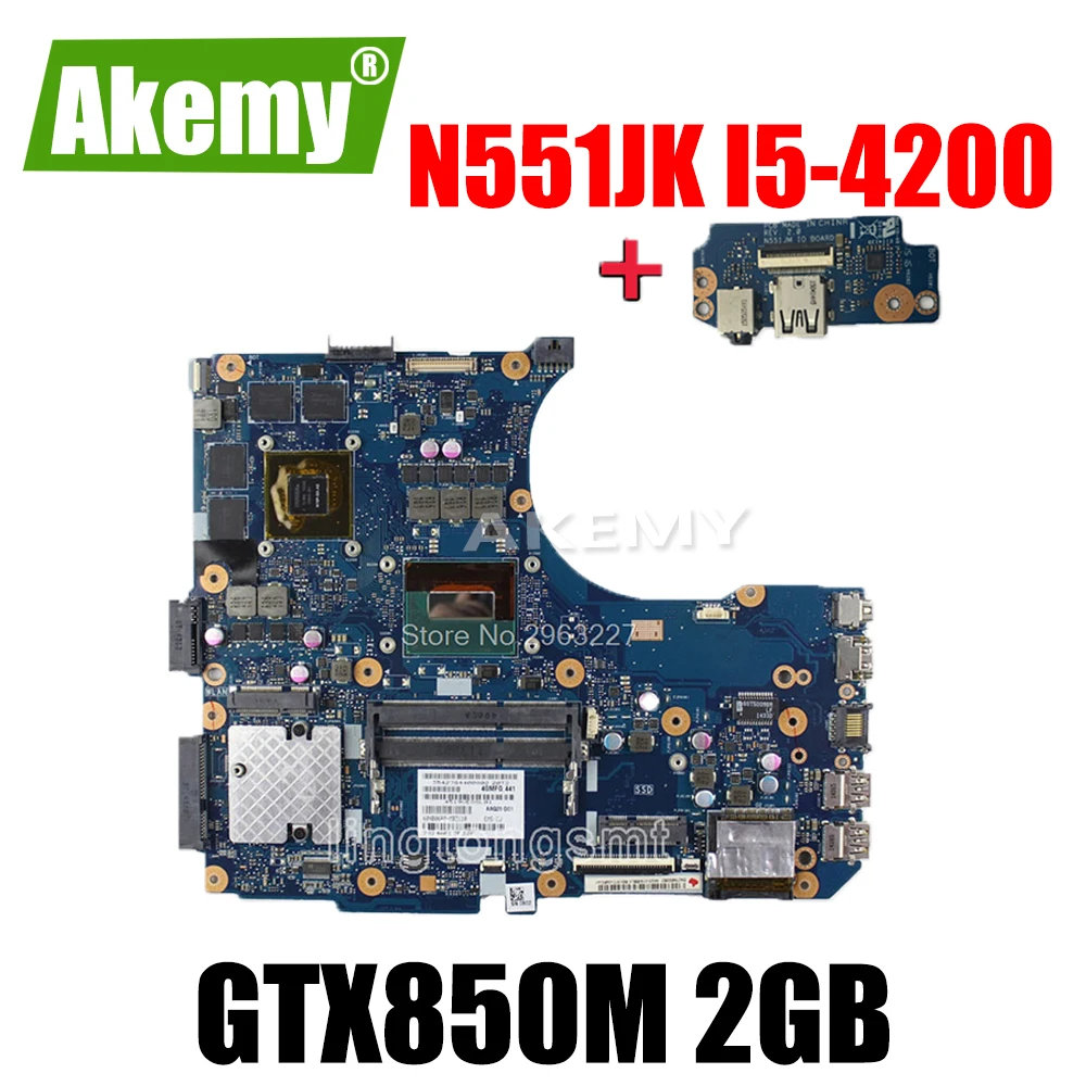 Отправка платы + N551JK материнская плата i5-4200 GTX850M 2G для For Asus N551J G551JK ноутбука |