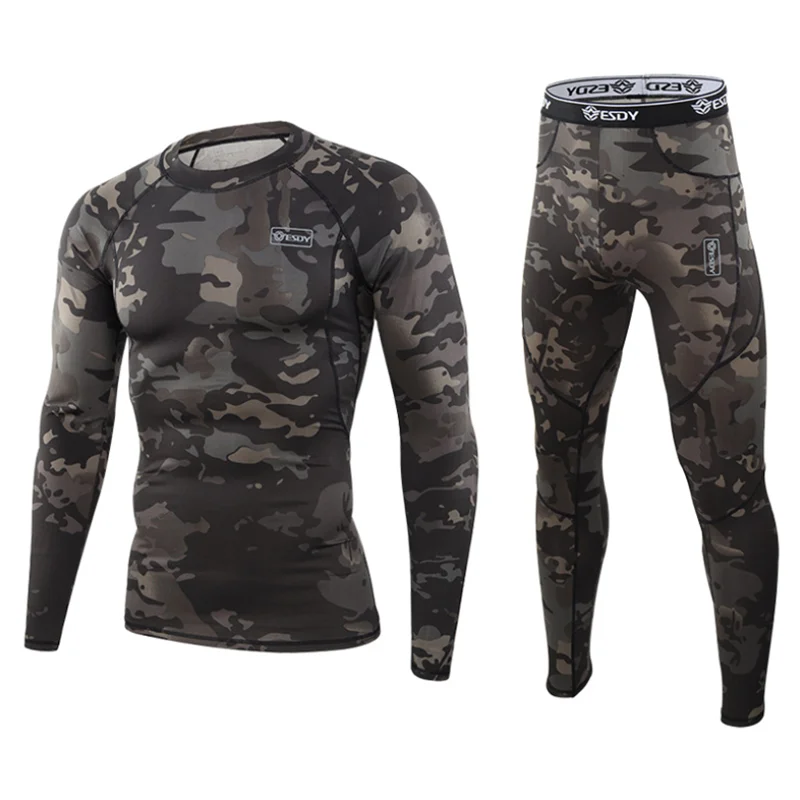 ESDY New Camouflage Thermal Underwear Set Long Johns Men Functional ...