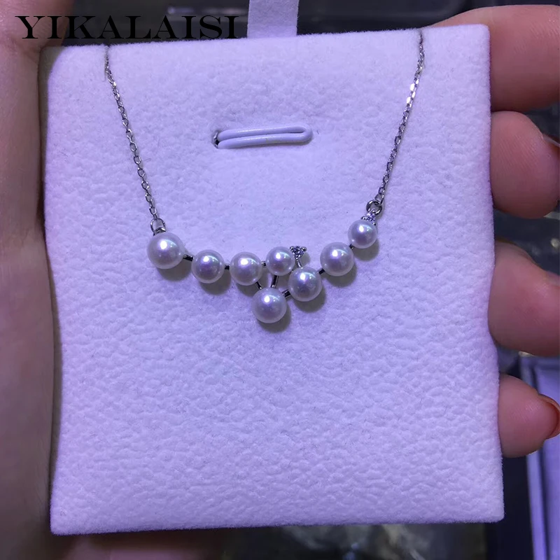 YIKALAISI, 925 пробы, Серебряное ювелирное изделие, жемчужное ожерелье,, ювелирное изделие из натурального жемчуга, 4-5 мм, жемчужное ожерелье для женщин