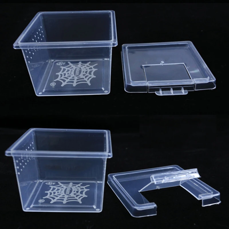 2 Pcs Transparent Acrylic Box Insect Reptile Transport Breeding Feeding 