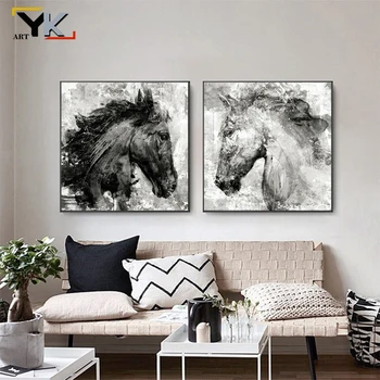 

Horse Head Ink Decorative Oil Painting on Canvas Posters and Prints Cuadros Wall Art Pictures For Living Room