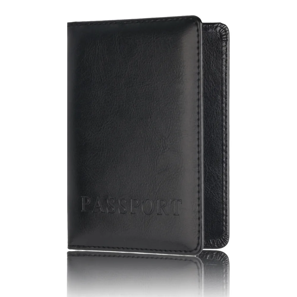 Женский бумажник с держателем для паспорта, защитный кошелек для кредитных карт, визиток, мягкая обложка для паспорта - Цвет: Black