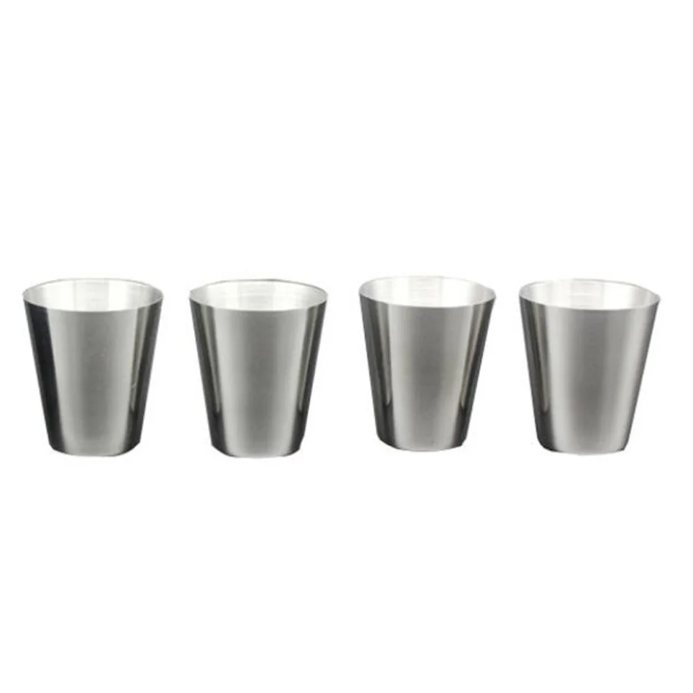 Outdoor Camping Tableware Travel Cups Set 30ml Stainless Steel Wine Beer Cup Whiskey Mugs 4pcs/lot