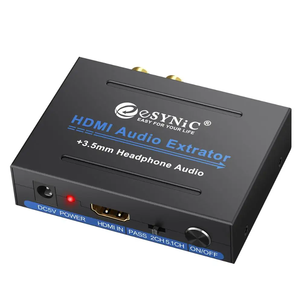 eSYNiC 1080P HDMI to HDMI Optical TOSLINK SPDIF Analog RCA L R 3 5mm Headphone HDMI Audio Extractor Converter Audio Splitter