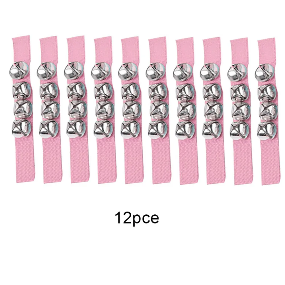Pink 12pcs 10 шт. браслет Jingle Bells музыкальный ритм Игрушки Музыкальные инструменты для школы высокое качество - Цвет: Pink 12pcs