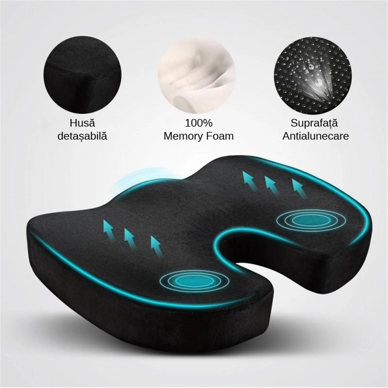 Dropship Gel Memory Foam U-shaped Seat Cushion Massage Car Office Chair For Long  Sitting Coccyx Back Tailbone Pain Relief Gel Cushion Pad to Sell Online at  a Lower Price