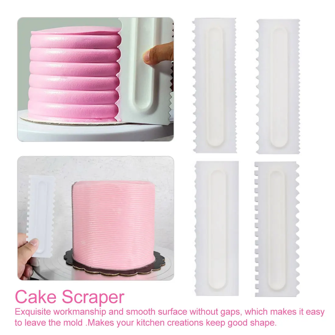  4Pcs/Set Cake Decorating Pastry Icing Comb Fondant Spatulas Baking Pastry Tools Decorating Comb Cak
