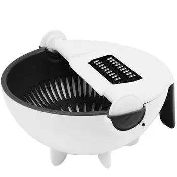 

9 in 1 Multifunctional Magic Rotating Vegetable Cutter with Drain Basket Large Capacity Vegetable Chopper Vegetable Crusher