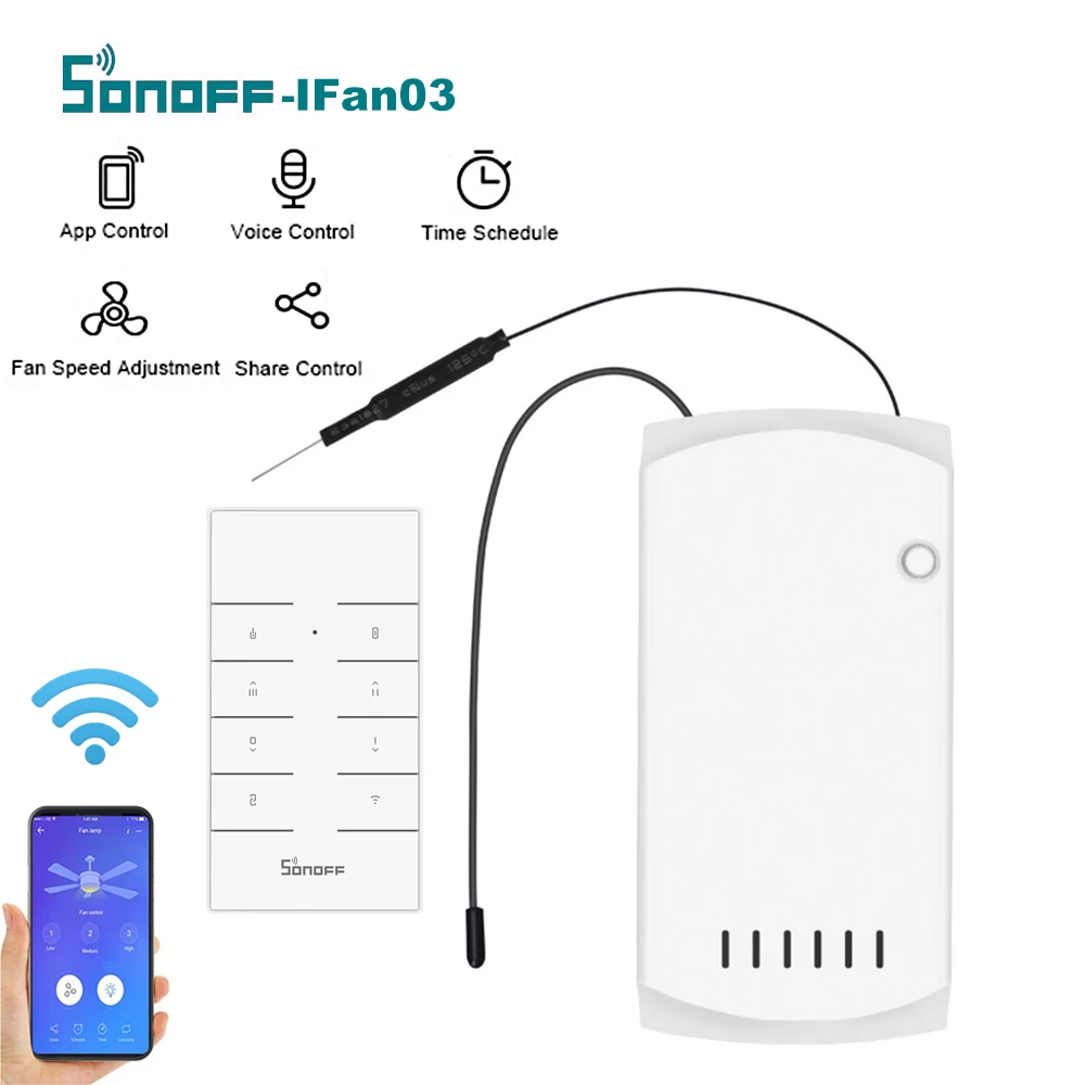 SONOFF WiFi потолочный светильник-вентилятор с управлением ler-IFan03+ RM433+ база Интеллектуальный переключатель Светодиодная лампа умное управление для alexa google home - Цвет: IFan03 RM433