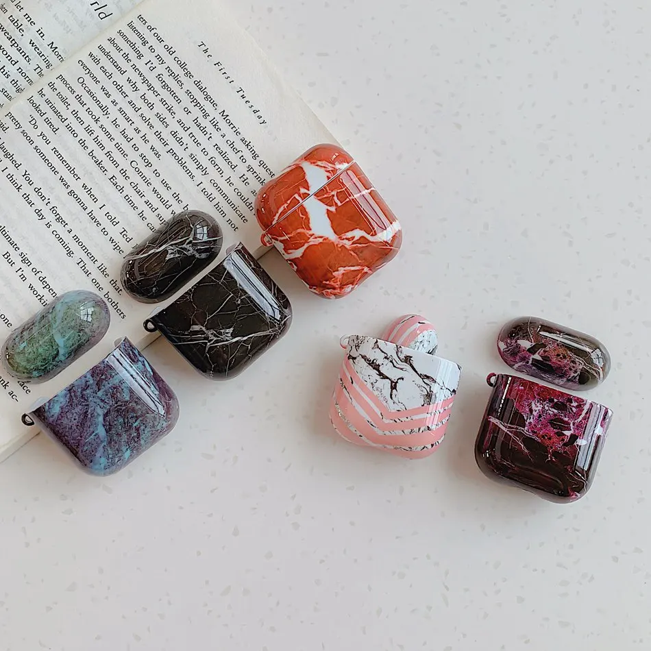 

Marble Earphone Case For Airpods Case Luxury Hard Headphone Case For Earpods Cover Accessories for Apple Air pods 2 Charging Box