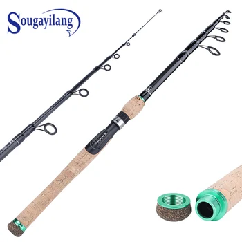 

Sougayilang 1.8M-2.7M Protable Telescopic Fishing Rod Cork Wood Handle Spinning Fishing Rod Carbon Fiber Travel Fishing Pole