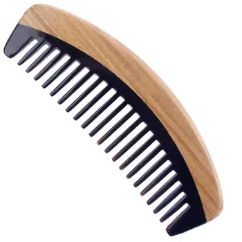 

Hair Comb - Wide Tooth Wooden Detangling Comb for Curly Hair - No Static Sandalwood Buffalo Horn Comb for Men and Women