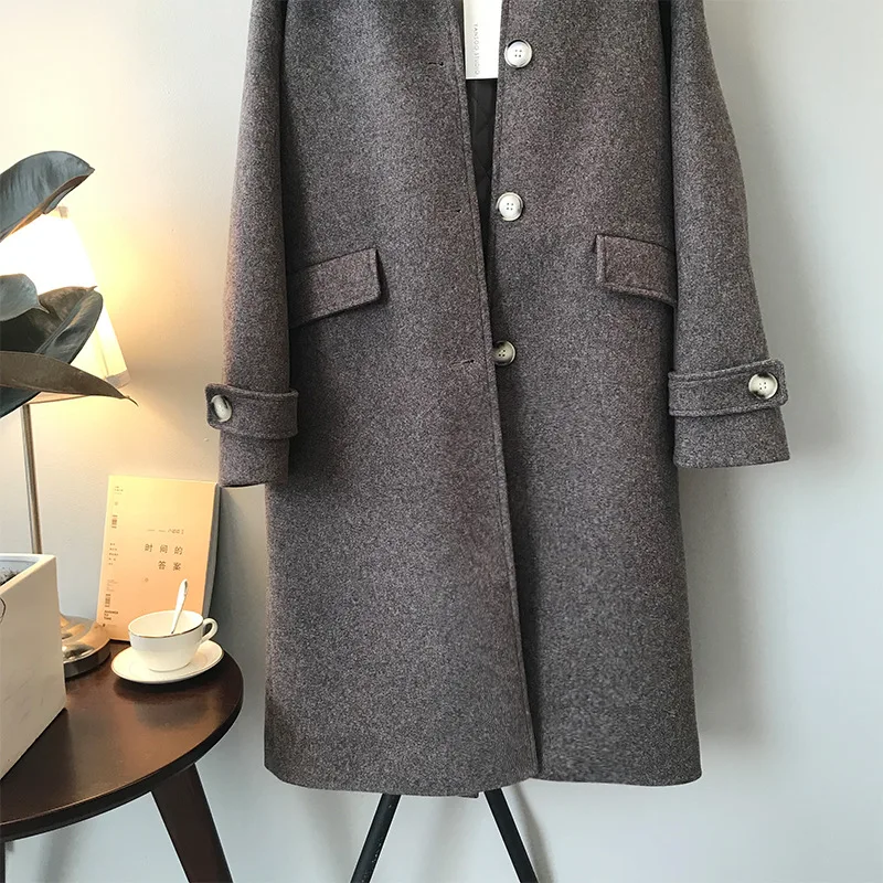 HXJJP корейская версия Осенняя женская зимняя верхняя одежда новые темпераментные однобортные шерстяные пальто свободные длинные куртки