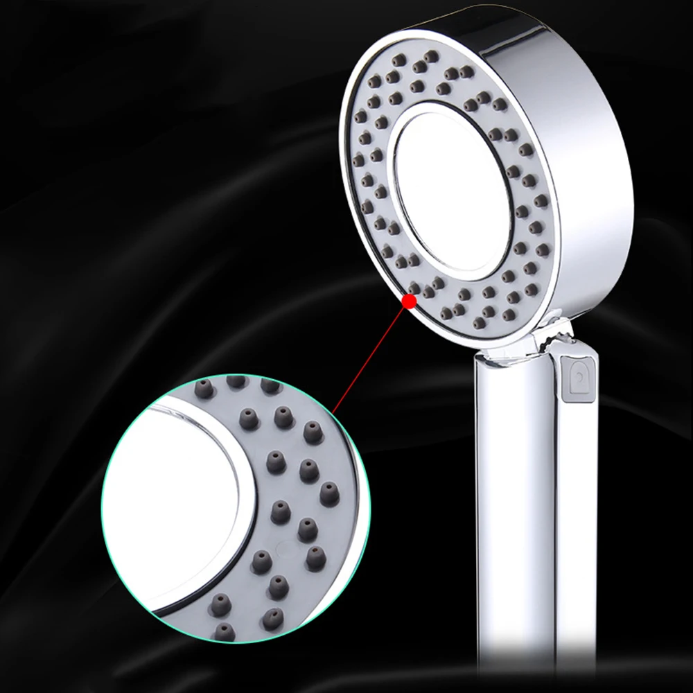 Hand Shower Double-sided Shower Head Water Saving Round ABS Chrome Booster Bath Shower High Pressure Handheld