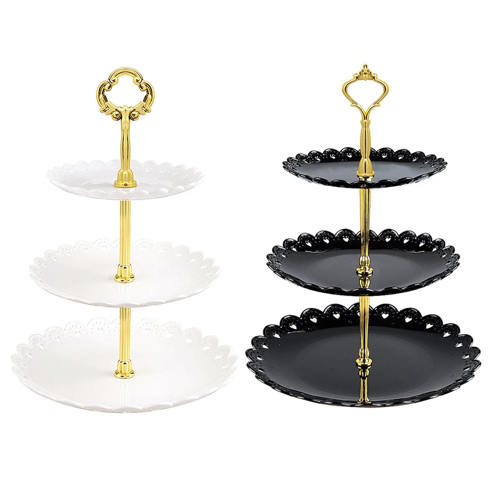 White Black 2Pcs Кухня Европейский Стиль вечерние свадебные десерт держатель Подставка для свадебного торта кекс 3-х уровневая сервировочный съемный фрукты/Тесто Экономия пространства - Цвет: White Black 2Pcs