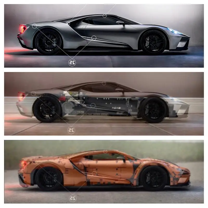 Ing Technology новый MOC Ford GT спортивный автомобиль Moc10792 Радиоуправляемый двигатель