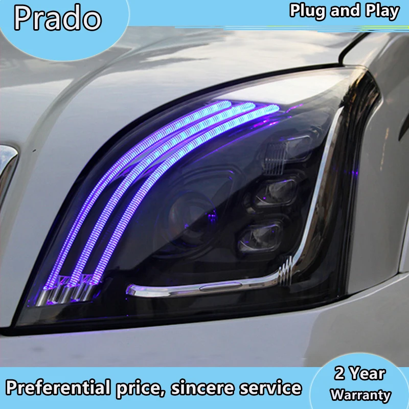 Автомобильный Стайлинг для Toyota 2003-2009 Prado, светодиодный фонарь с динамическим поворотным сигналом, светодиодный, аксессуары для фар