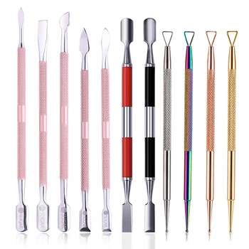 

Dual-ended Nail Cuticle Pusher Gel Polish Remover Stainless Steel Nail Files Nail Art Tool Pediicure Dead Skin Kit