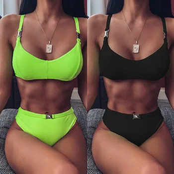 

Women Sexy Bikinis Bandeau Bandage Bikini Set Push-Up Brazilian Swimwear Beachwear Swimsuit 2020 Mujer Solid Sling Backless #F