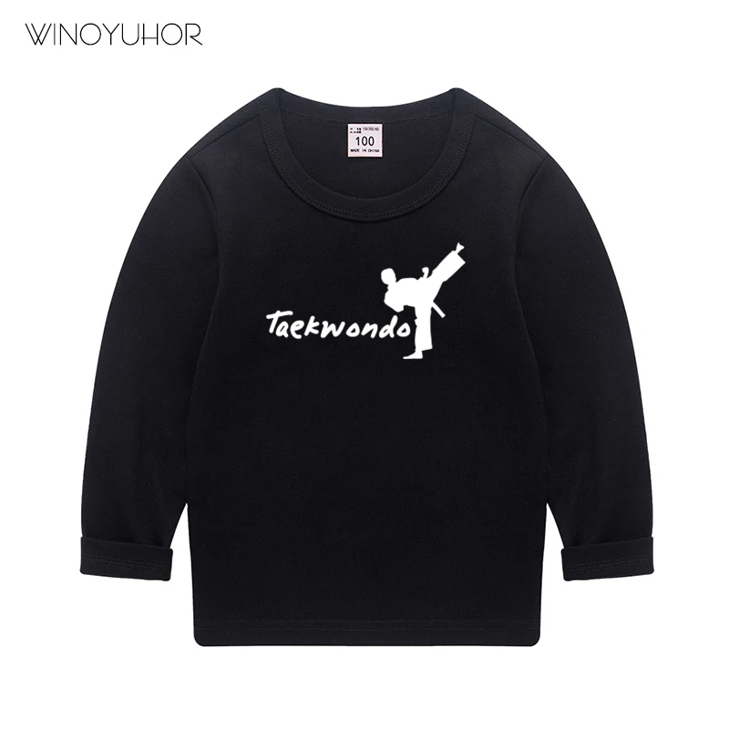 

Children's Taekwondo T-Shirt Kid Toddler Clothing Spring Autumn Long Sleeve TShirt Baby Boys Girls Tops Tee 2-12 Years